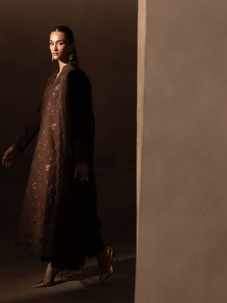RajBari Sareen Premium Embroidered Viscose Unstitched 3Pc Suit D-02
