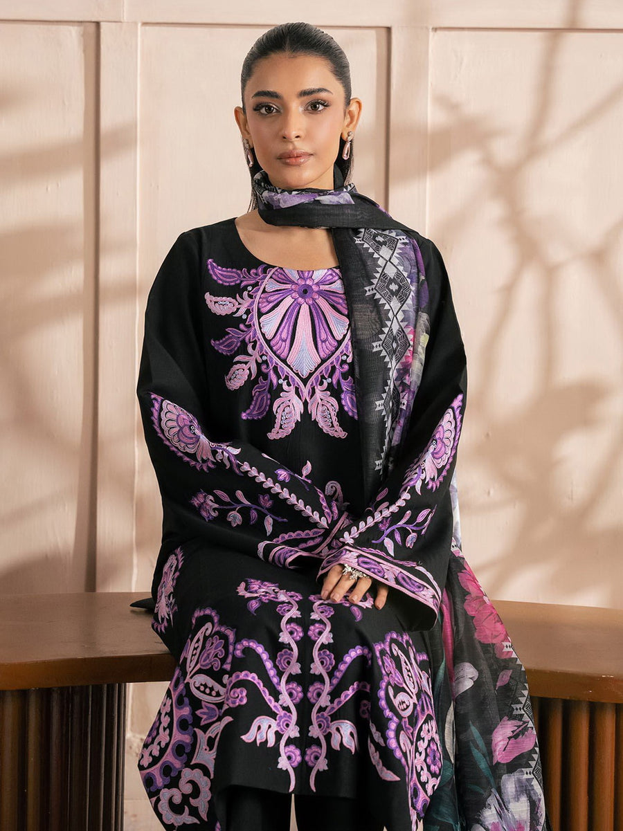 RajBari Parisa Premium Embroidered Lawn Unstitched 3Pc Suit D-01