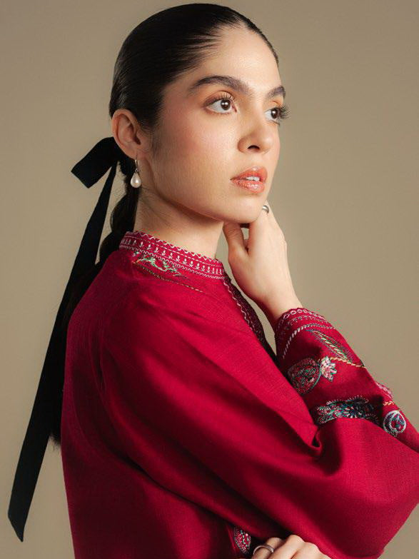 Coco by Zara Shahjahan Winter Unstitched Khaddar 3Pc Suit D-03B BERRY