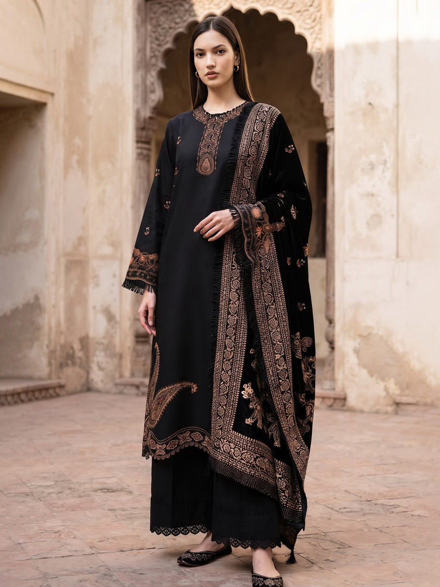 CELTS Dehleez Premium Embroidered Dhanak Unstitched 3Pc Suit D-03