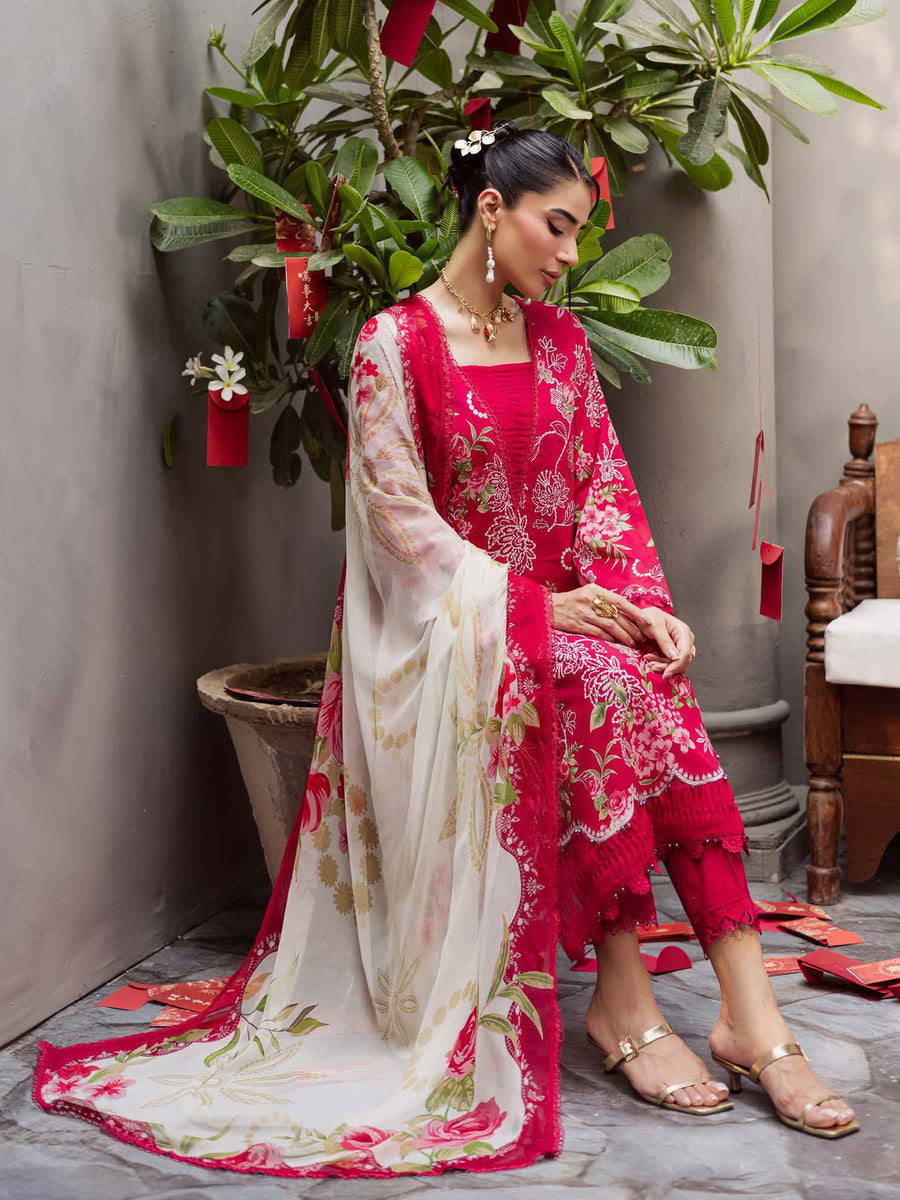 NUREH Signature Prints Unstitched Printed Lawn 3Pc Suit SP-160