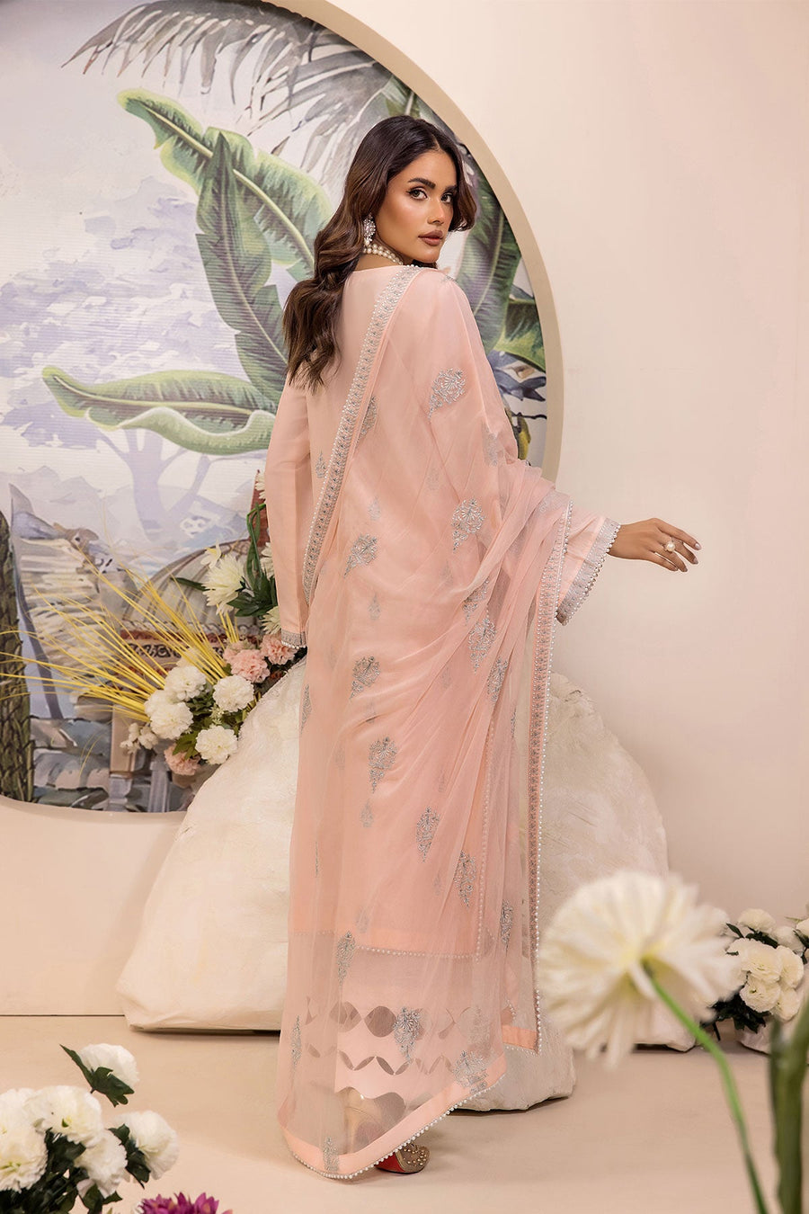 Safwa Ivory Embroidered Lawn Unstitched 3Piece Suit - IVO03
