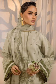 Safwa Ivory Embroidered Lawn Unstitched 3Piece Suit - IVO08