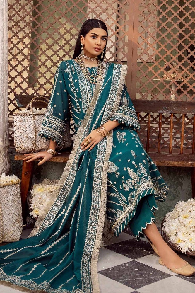 Gul Ahmed Premium Embroidered Jacquard Unstitched 3Pc Suit JD-32027