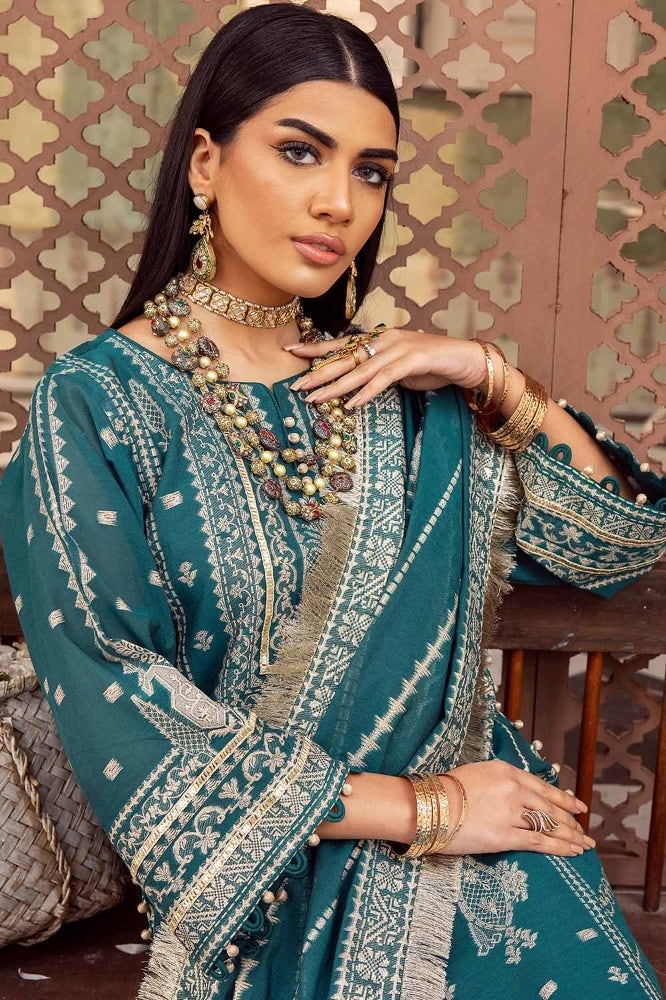 Gul Ahmed Premium Embroidered Jacquard Unstitched 3Pc Suit JD-32027