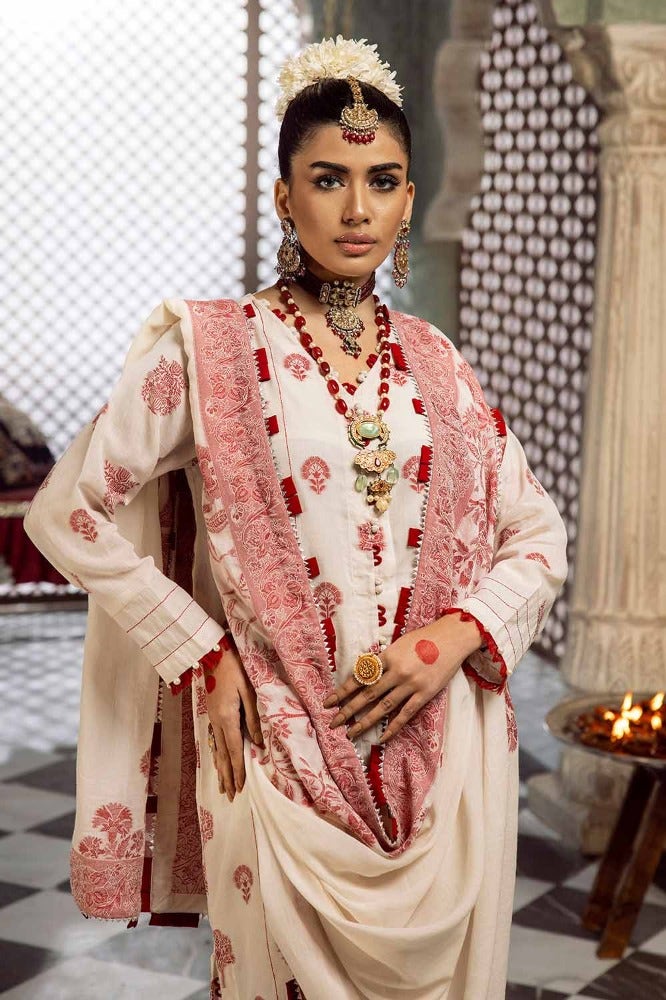 Gul Ahmed Premium Embroidered Jacquard Unstitched 3Pc Suit JD-42003