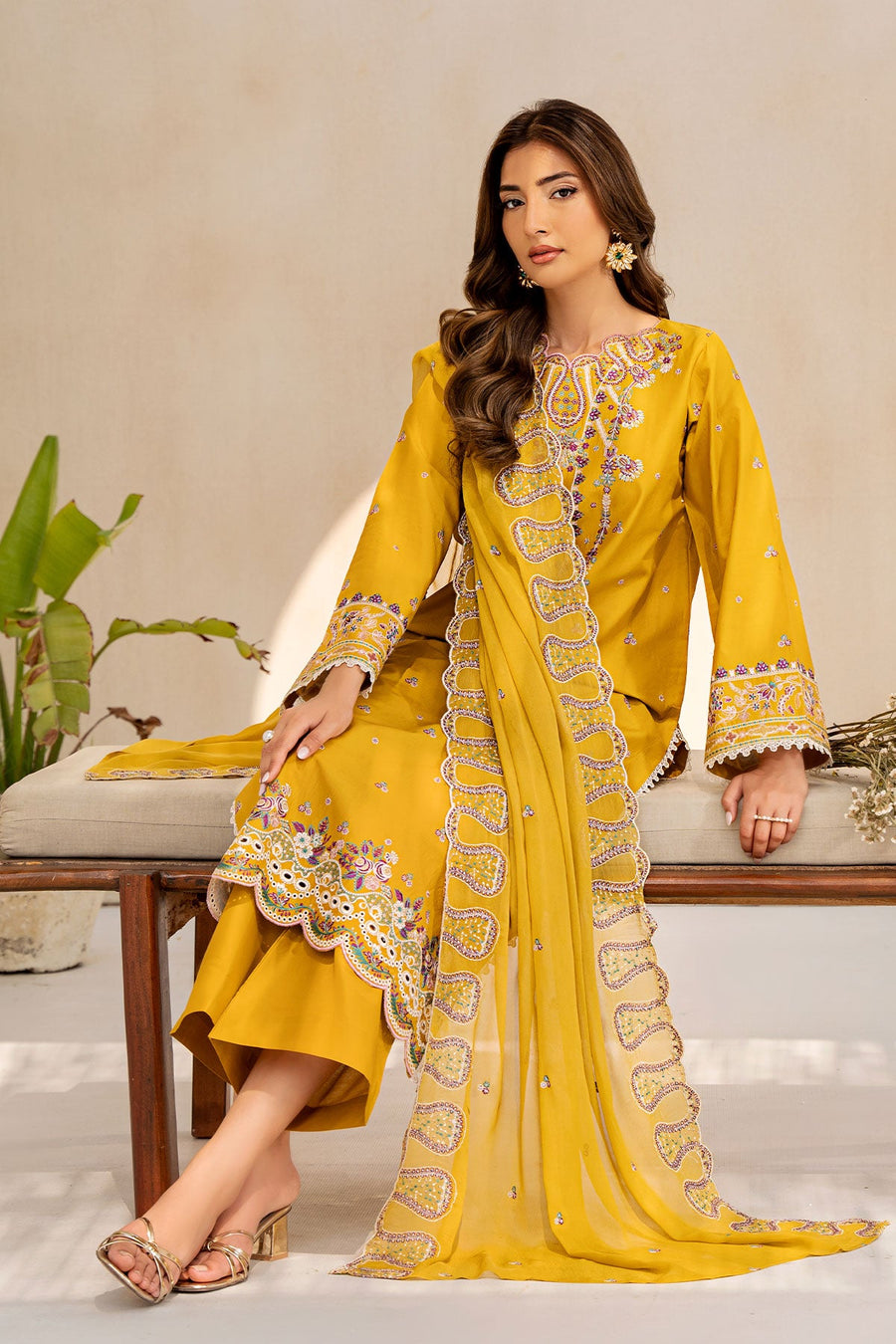 Lenora by Safwa Premium Embroidered Unstitched 3Pc Suit LEN-10