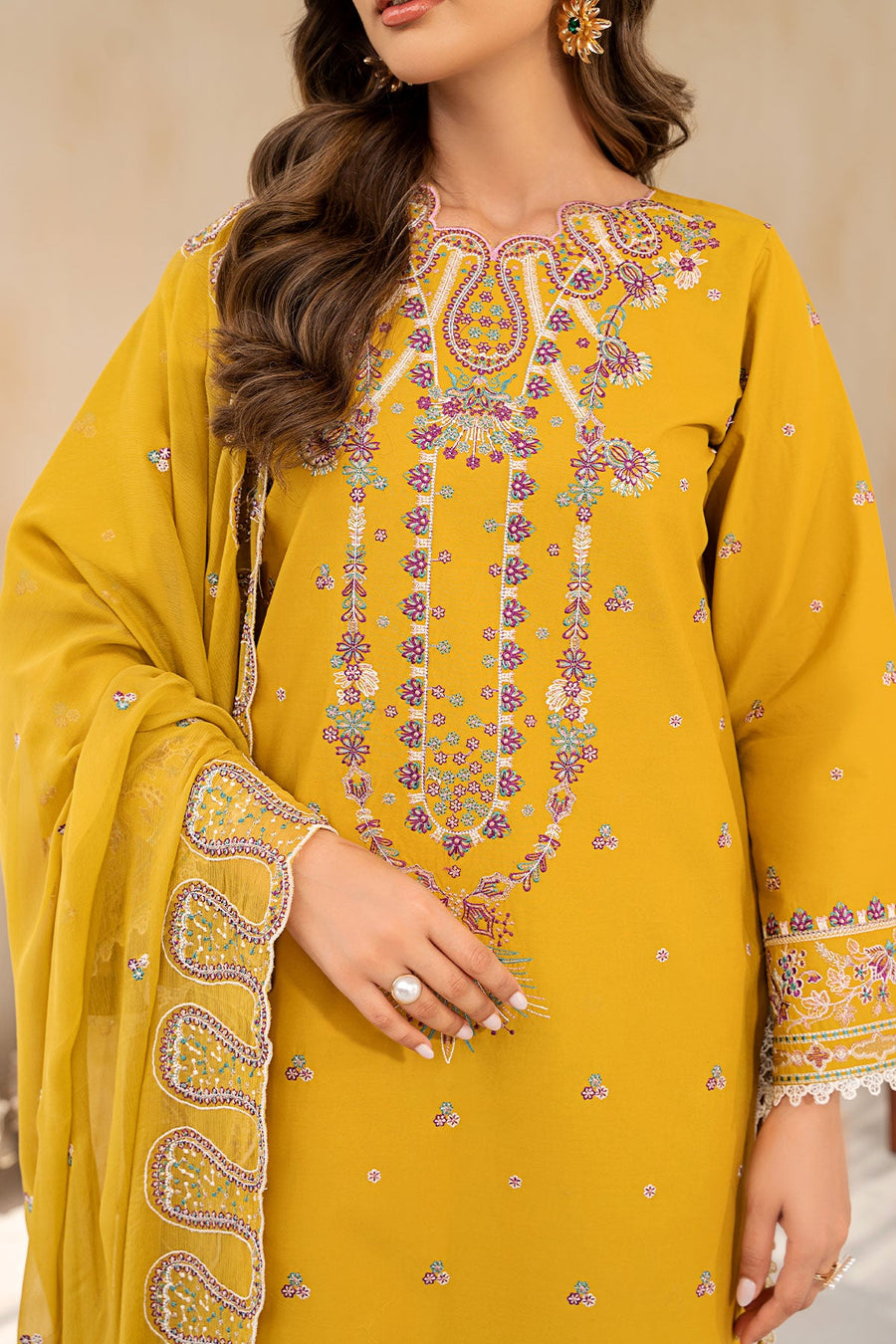 Lenora by Safwa Premium Embroidered Unstitched 3Pc Suit LEN-10