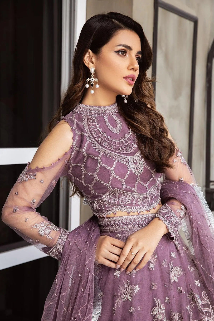 Alizeh Fashion Mahyar Embroidered Festive Chiffon 3PCS Suit D-12 Mehrabi