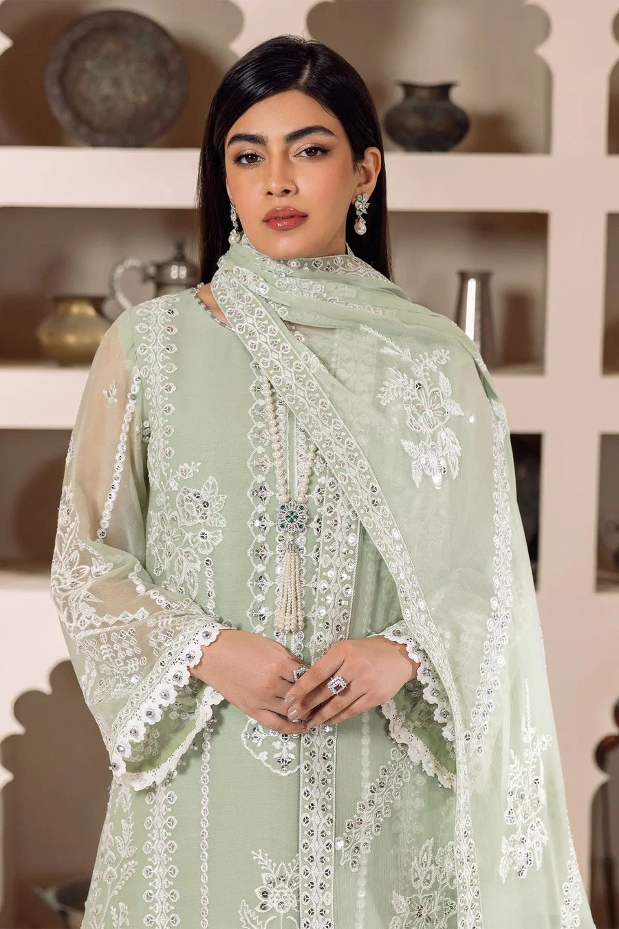 AF-DUA-3007-Mehrunisa Pista Embroidered Chiffon