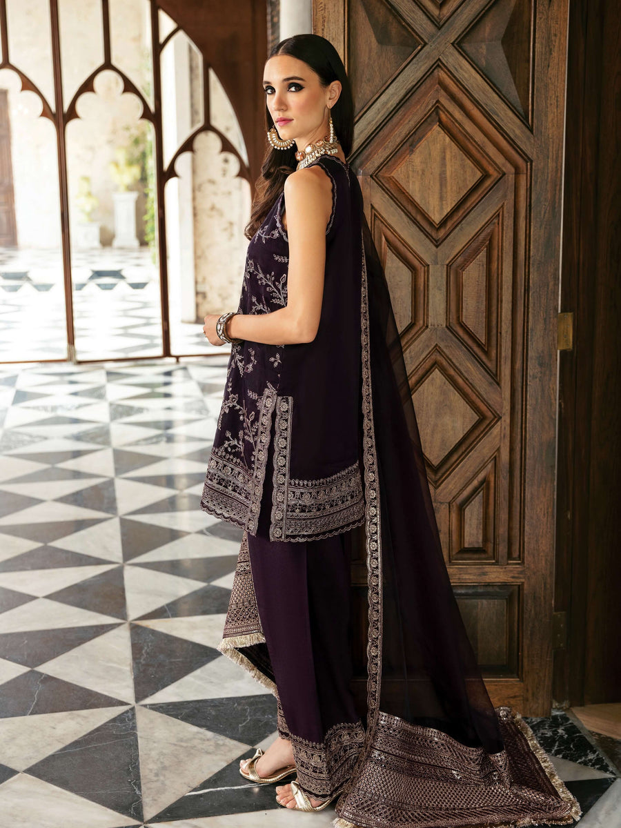 Ayzel by Afrozeh Panache Unstitched Organza 3Pc Suit AZ-V5-06 MOCHA
