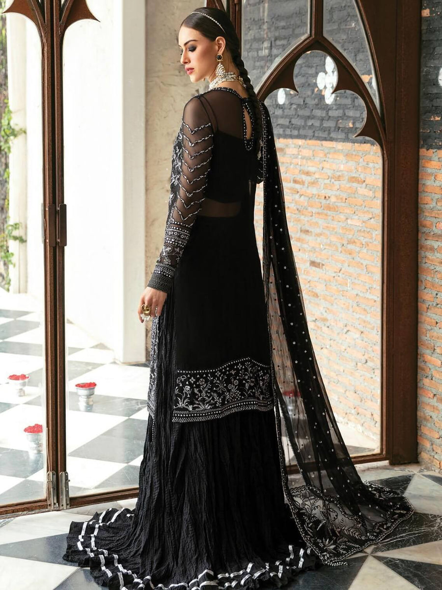 Ayzel by Afrozeh Panache Unstitched Chiffon 3Pc Suit AZ-V5-01 MYSTIC NOIR