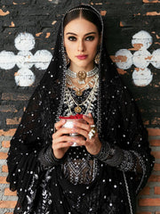Ayzel by Afrozeh Panache Unstitched Chiffon 3Pc Suit AZ-V5-01 MYSTIC NOIR