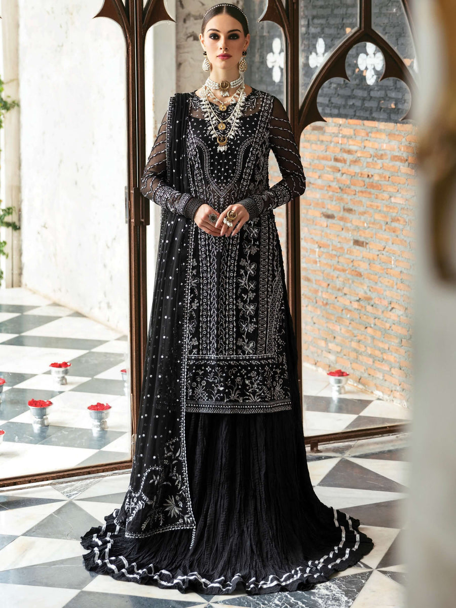 Ayzel by Afrozeh Panache Unstitched Chiffon 3Pc Suit AZ-V5-01 MYSTIC NOIR