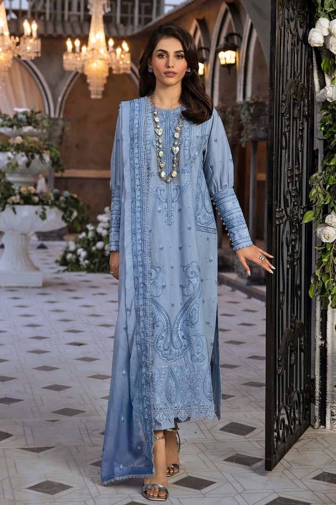 Gul Ahmed Premium Embroidered Lawn Unstitched 3Pc Suit PM-42027