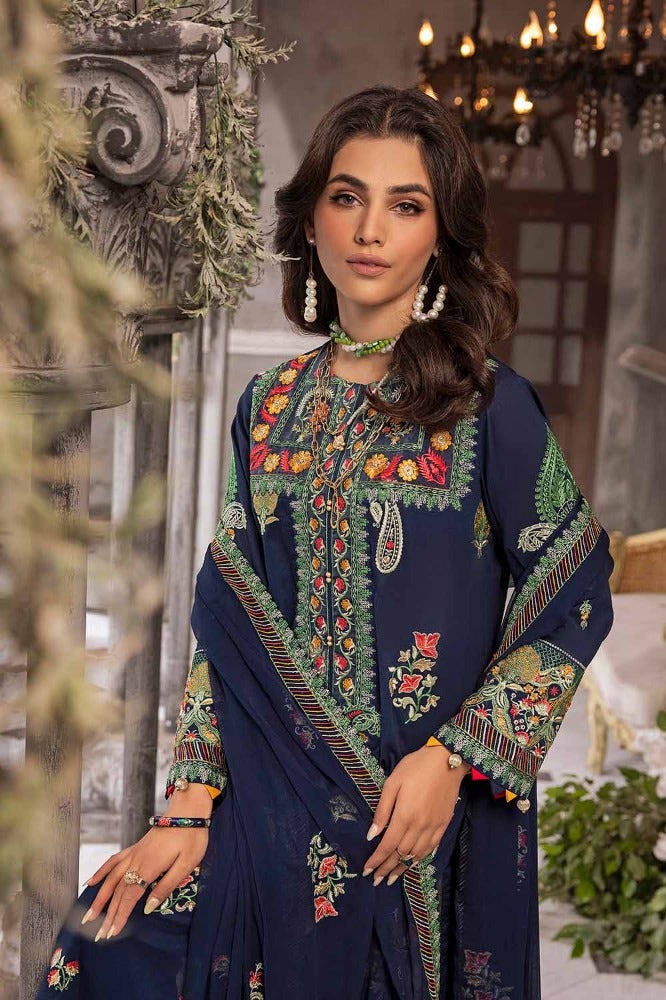 Gul Ahmed Premium Embroidered Lawn Unstitched 3Pc Suit PM-42028