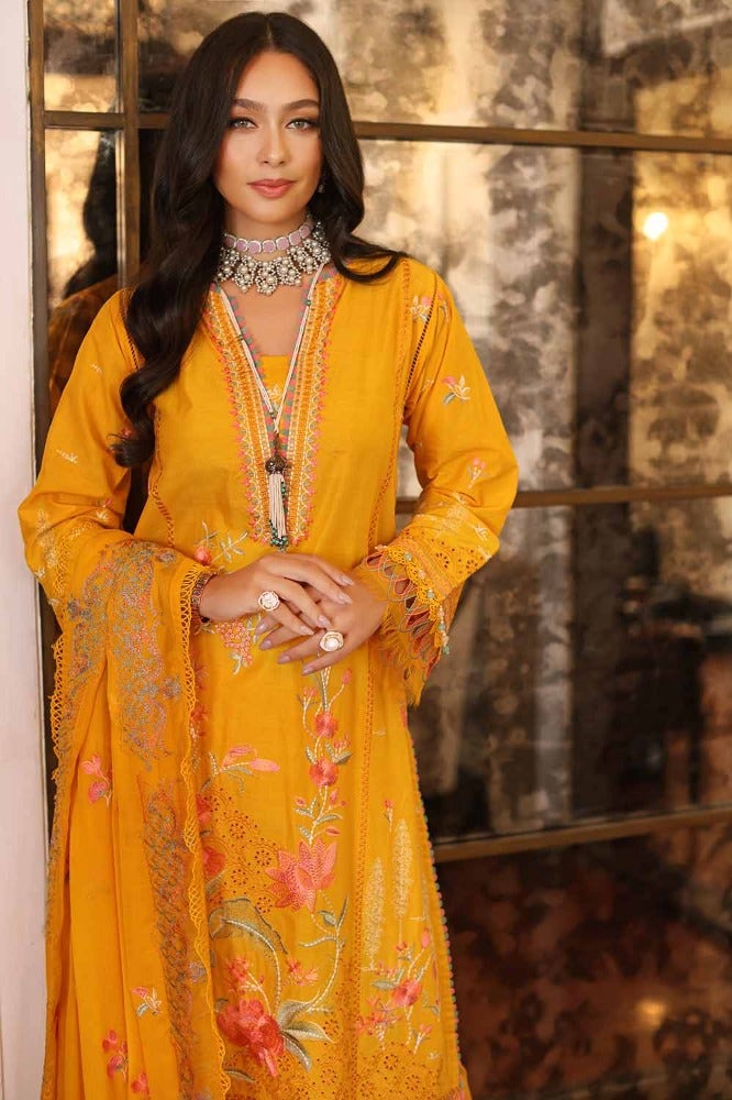 Gul Ahmed Premium Embroidered Lawn Unstitched 3Pc Suit PM-42035