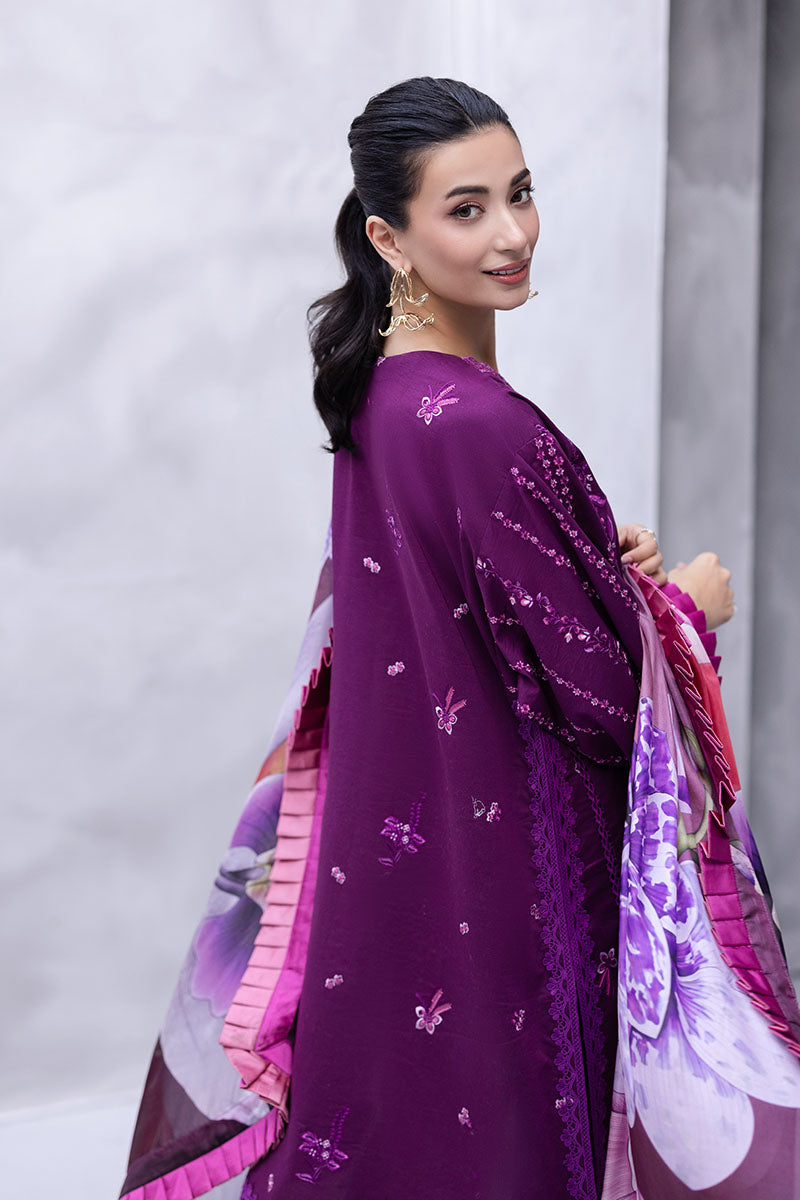 Mushq Manaram Embroidered Lawn Unstitched 3Pc Suit - Eternal Beat