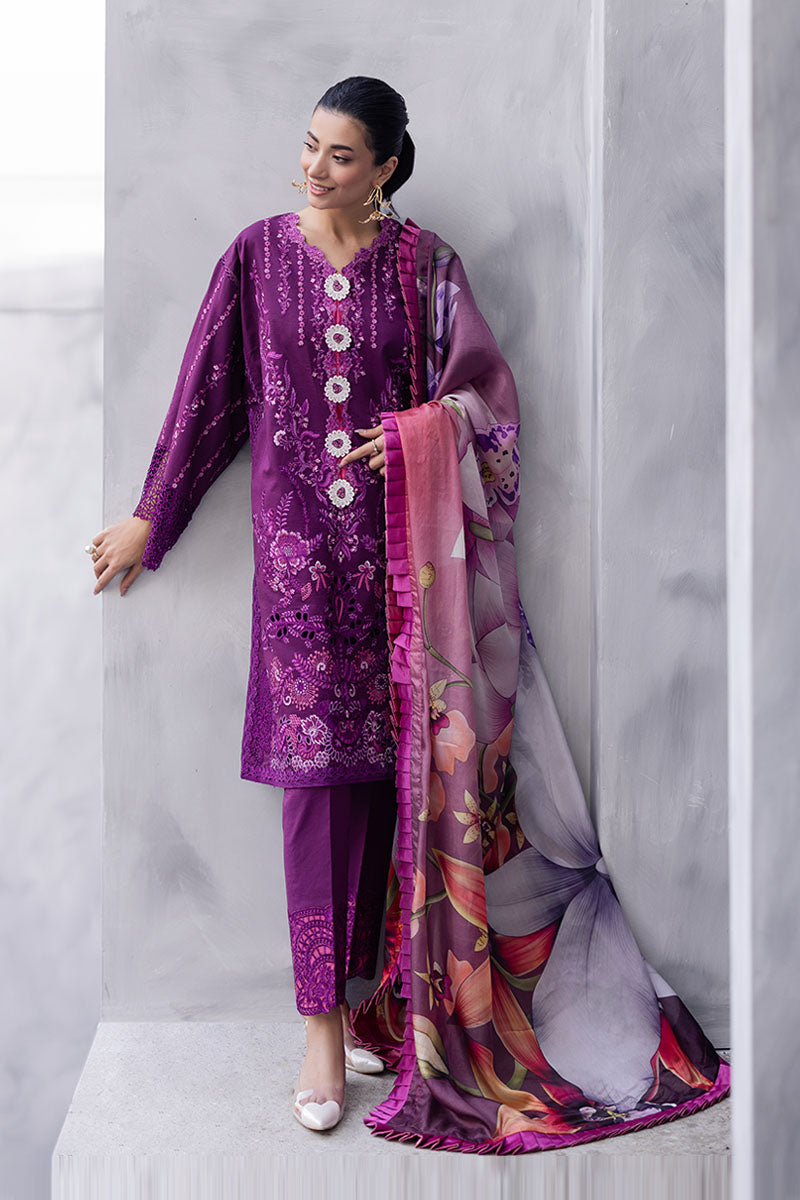 Mushq Manaram Embroidered Lawn Unstitched 3Pc Suit - Eternal Beat