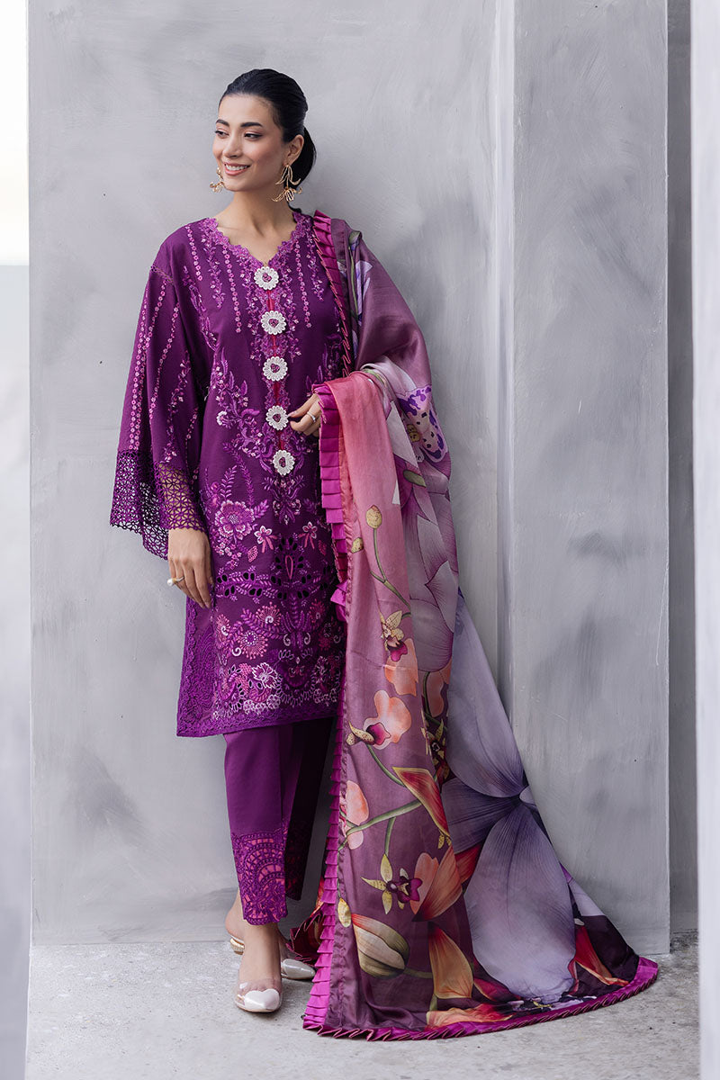 Mushq Manaram Embroidered Lawn Unstitched 3Pc Suit - Eternal Beat