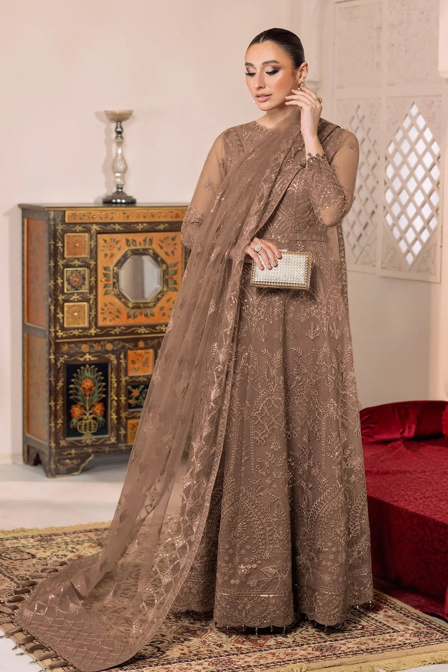 AF-DUA-3010-Ryan Beige Embroidered Chiffon