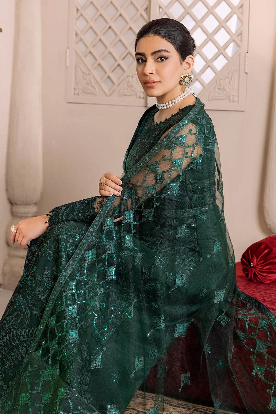 AF-DUA-3009-Ryan Green Embroidered Chiffon
