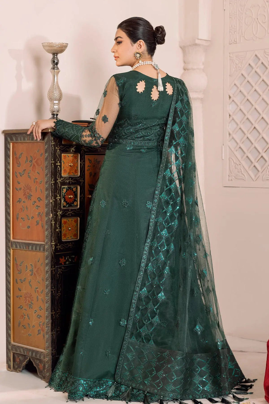 AF-DUA-3009-Ryan Green Embroidered Chiffon