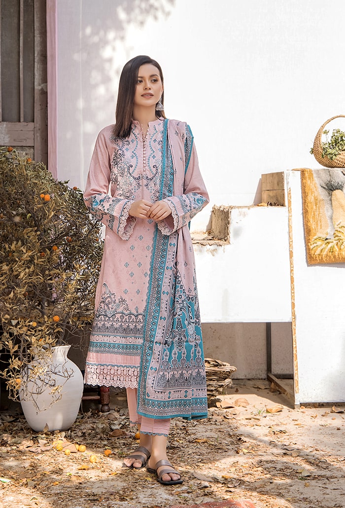 Saira Bano by Humdum Embroidered Lawn Unstitched 3Pc Suit D-04