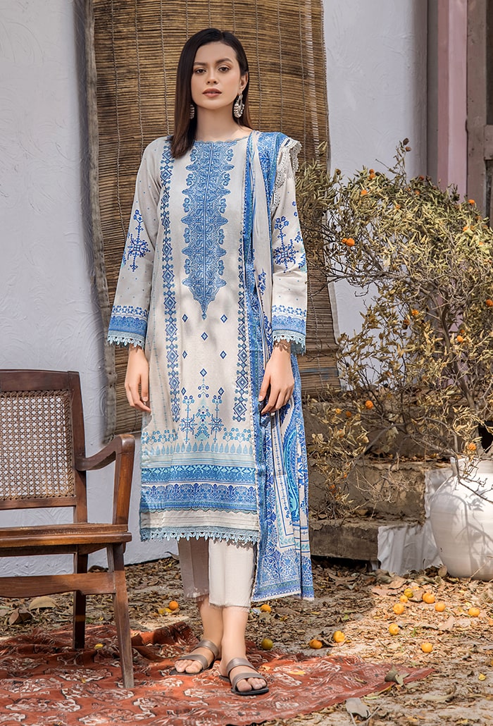 Saira Bano by Humdum Embroidered Lawn Unstitched 3Pc Suit D-10