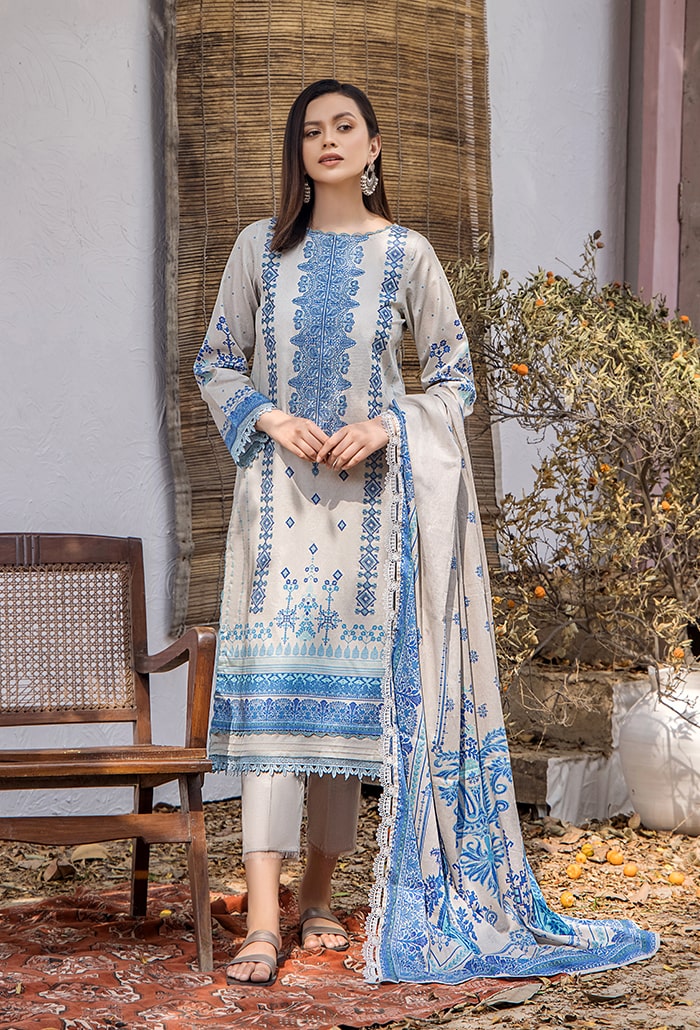 Saira Bano by Humdum Embroidered Lawn Unstitched 3Pc Suit D-10