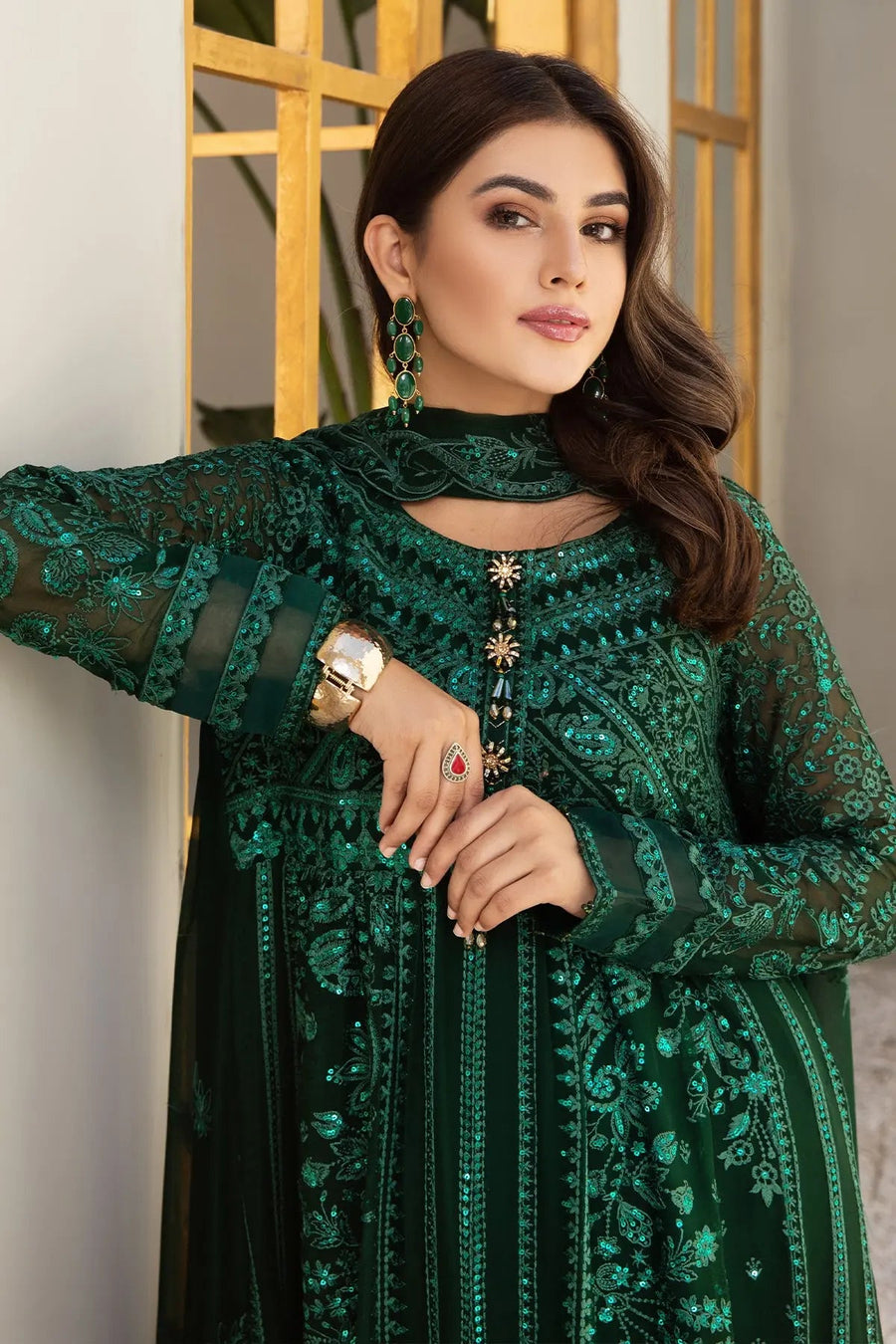 Alizeh Fashion Mahyar Embroidered Festive Chiffon 3PCS Suit D-04 Sheesh Mehal