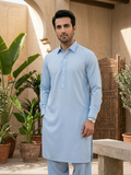 Majestic by Fabrieco Men's Unstitched Blended Suit - Sky