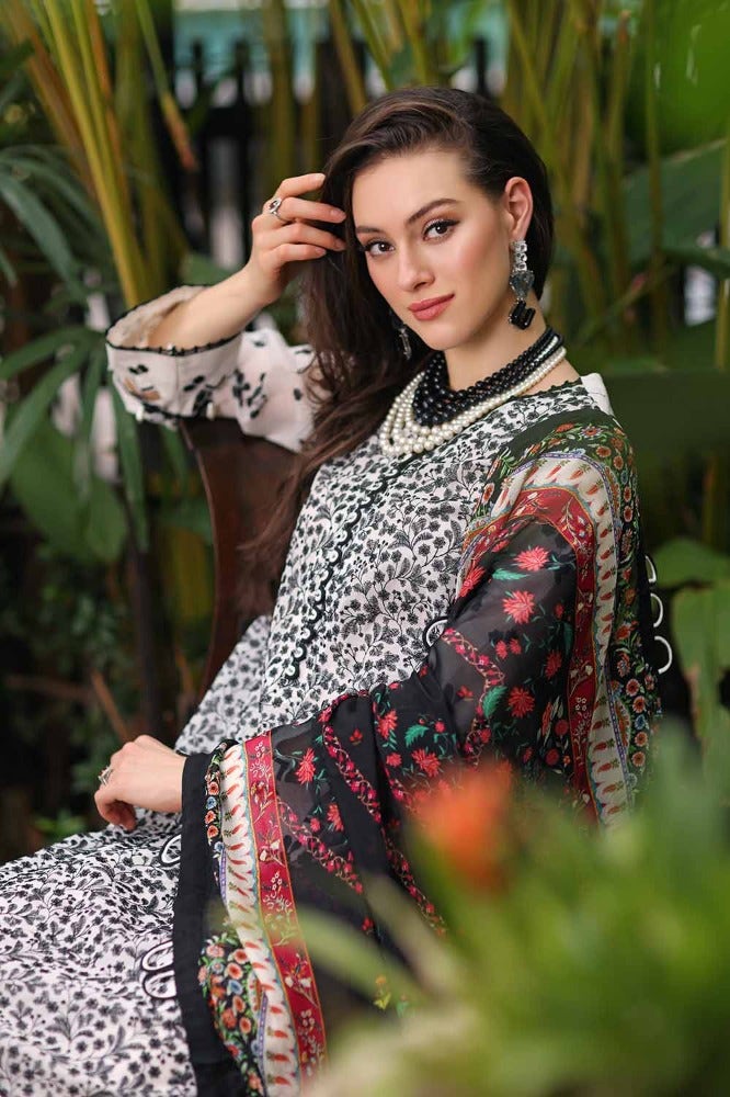 Gul Ahmed Premium Embroidered Lawn Unstitched 3Pc Suit SSM-42007