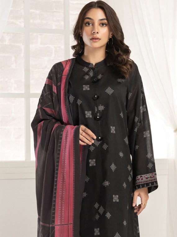 LimeLight Vol-03 Summer Unstitched Printed Lawn 3Pc Suit U2905 Black