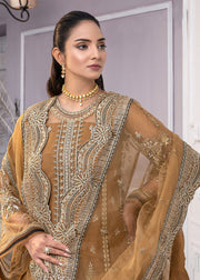 Qalb by Suveez Embroidered Net Unstitched 3Pc Suit - Ziba