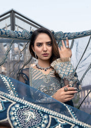 Qalb by Suveez Embroidered Organza Unstitched 3Pc Suit - Nigaar
