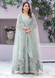 Qalb by Suveez Embroidered Net Unstitched 3Pc Suit - Nureh