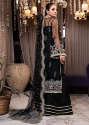 Qalb by Suveez Embroidered Net Unstitched 3Pc Suit - Zareen