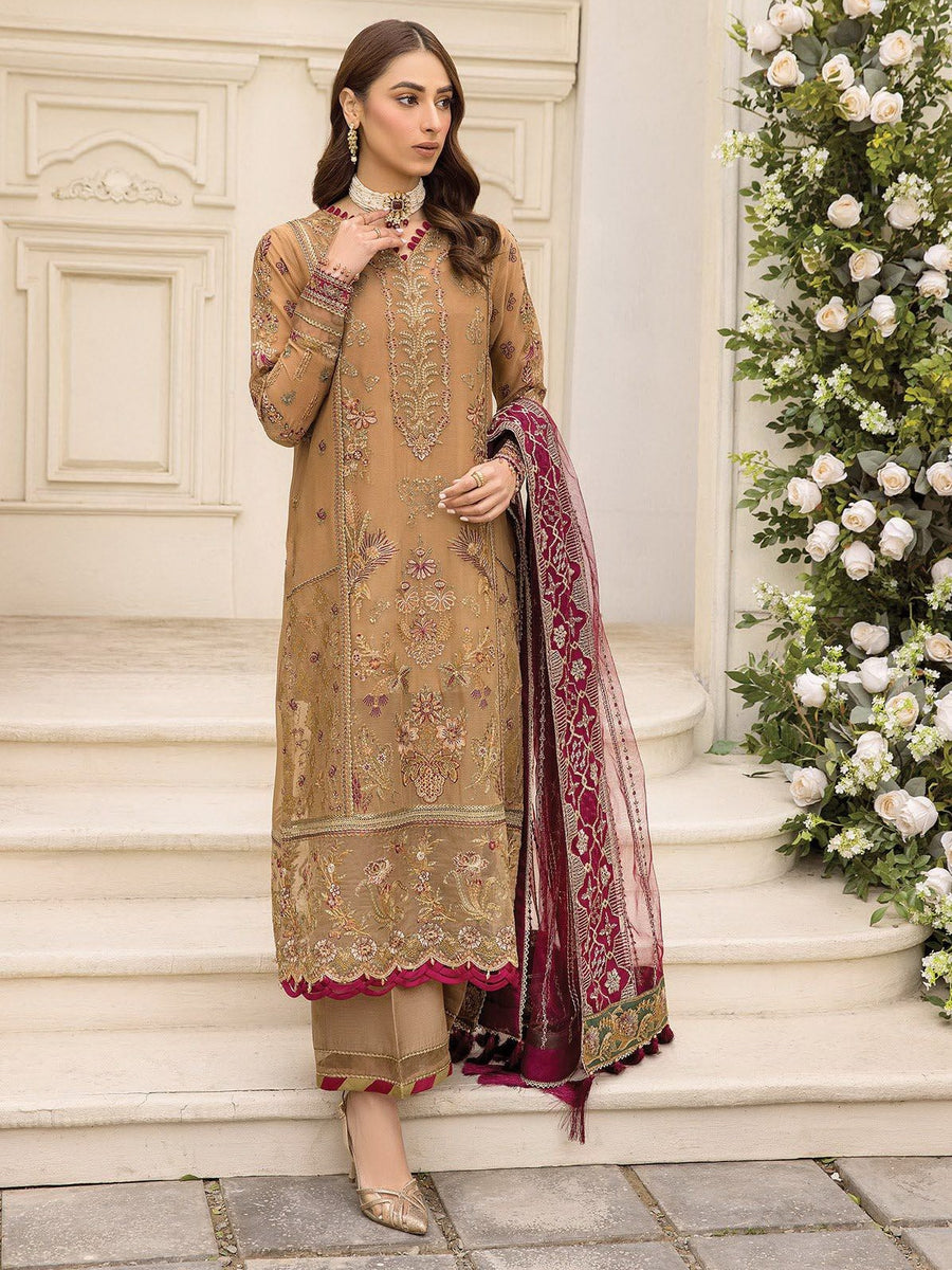 XENIA Formals Ishya Luxury Unstitched Embroidered Chiffon 3Pc 01-HIKMAT