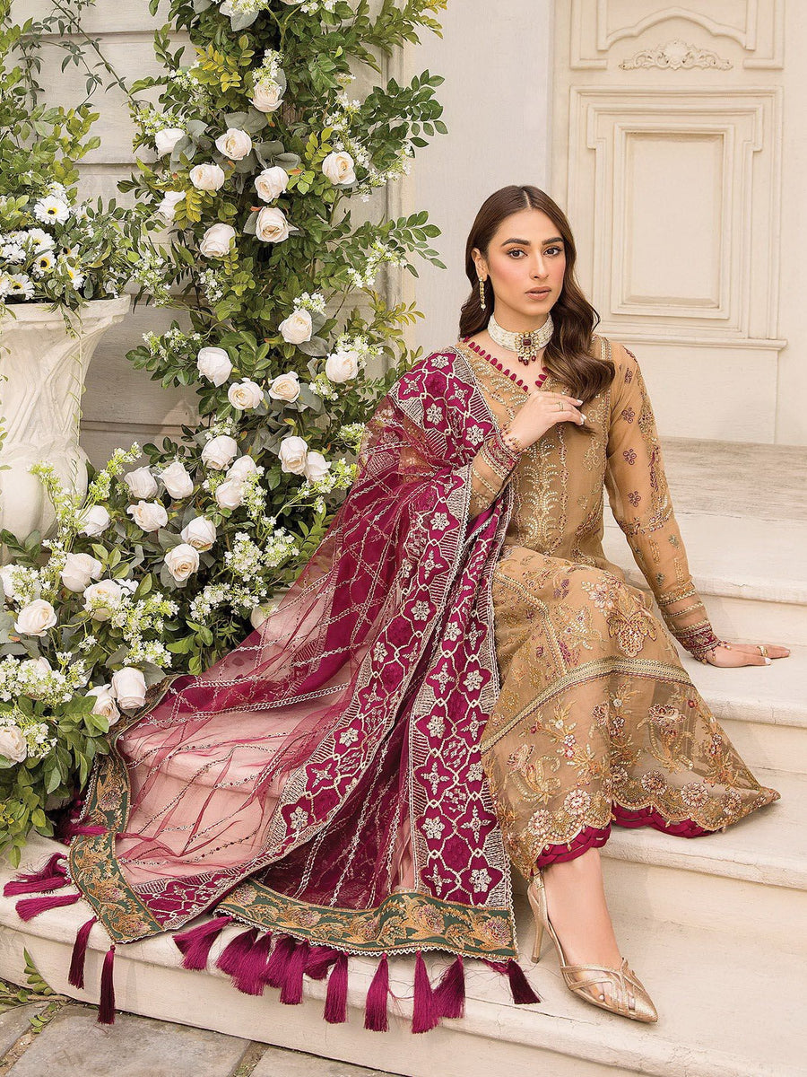 XENIA Formals Ishya Luxury Unstitched Embroidered Chiffon 3Pc 01-HIKMAT