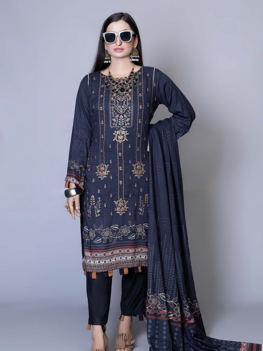 Florence Vol 05 Embroidered Staple Linen Unstitched 3Pc Suit D-01