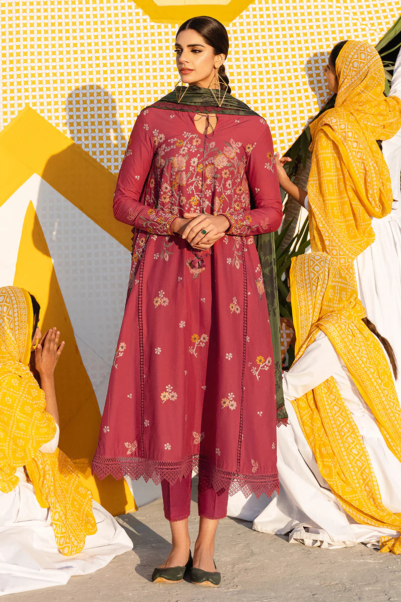 Cross Stitch Uraan Premium Lawn Unstitched 3Pc Suit D-09 VIVID FLAMBOYANT