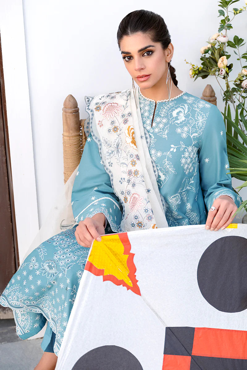 Cross Stitch Uraan Premium Lawn Unstitched 3Pc Suit D-22 FLORAL BLISS