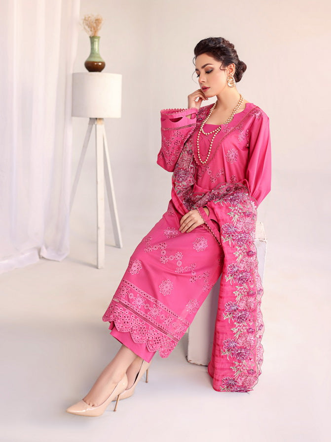 Baharaan by Humdum Unstitched Chikankari Embroidered Lawn 3 Piece D-07