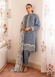 Cross Stitch Embroidered Jacquard Unstitched 3Pc Suit D-01 Beryl Fern