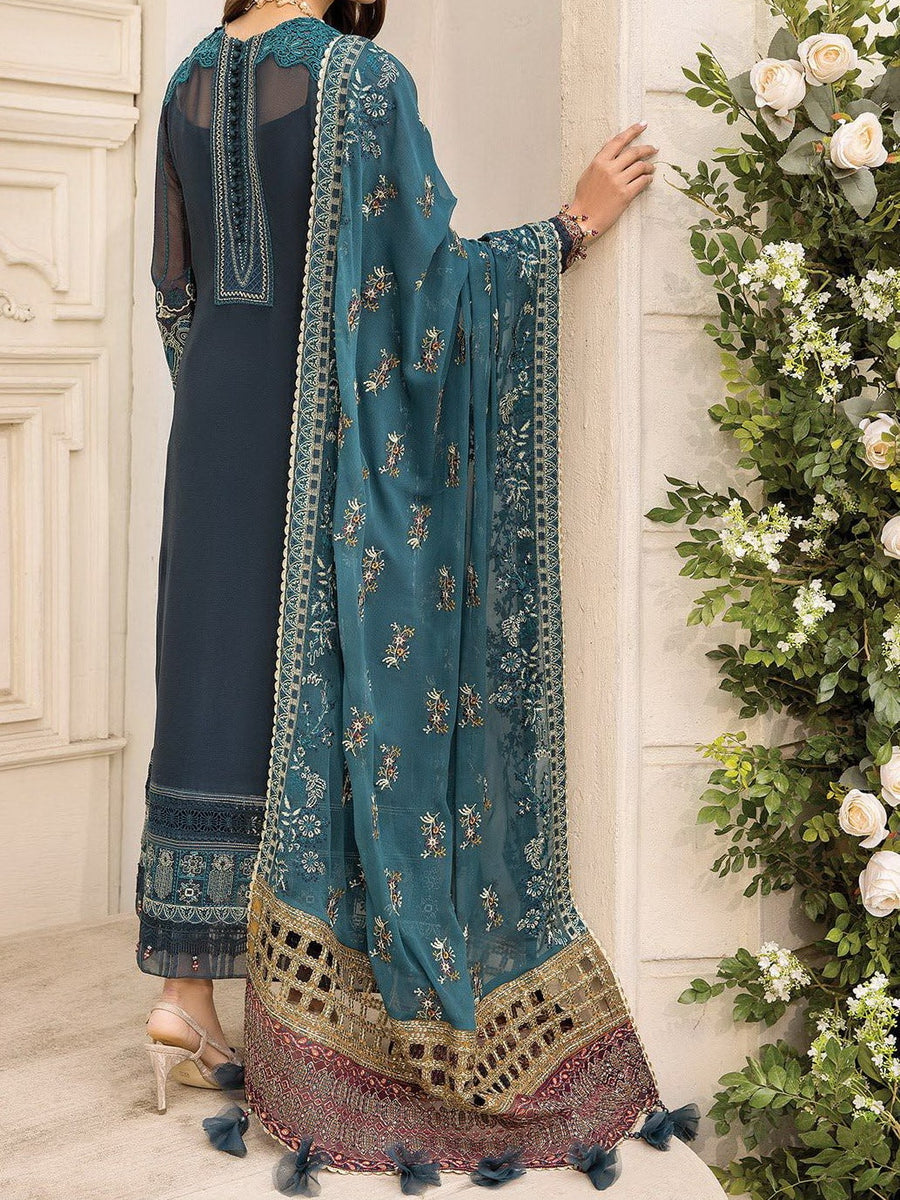 XENIA Formals Ishya Luxury Unstitched Embroidered Chiffon 3Pc 02-FAMIYA