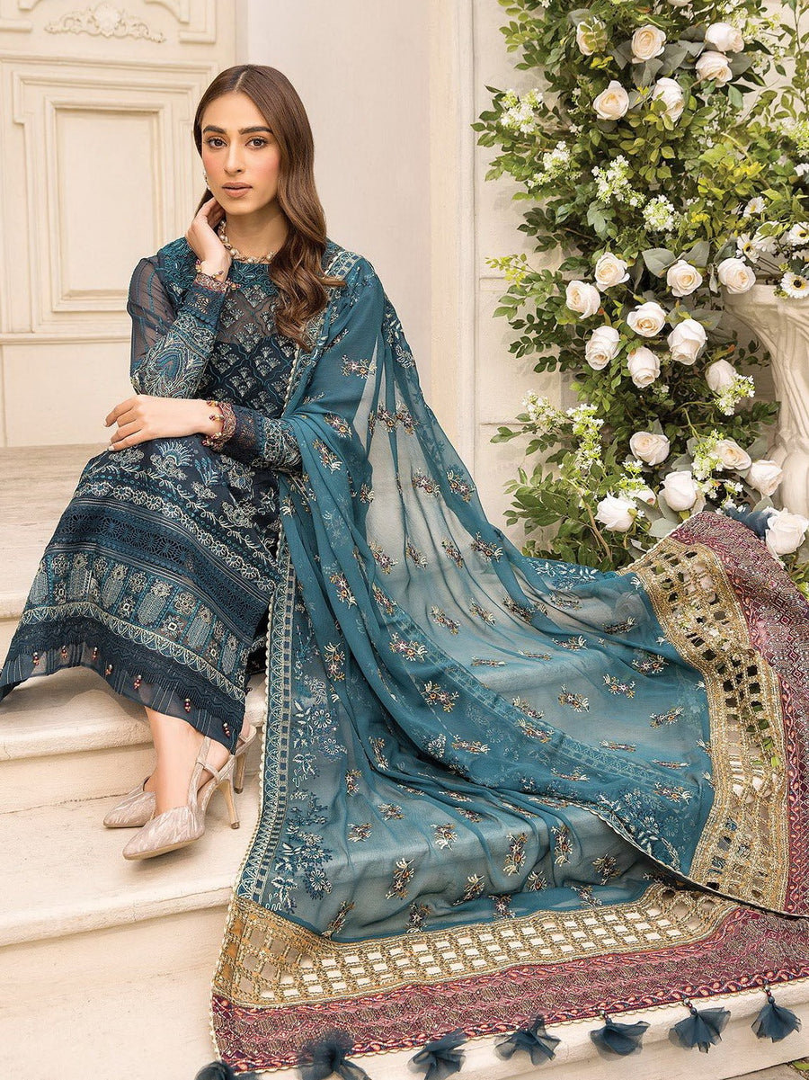 XENIA Formals Ishya Luxury Unstitched Embroidered Chiffon 3Pc 02-FAMIYA