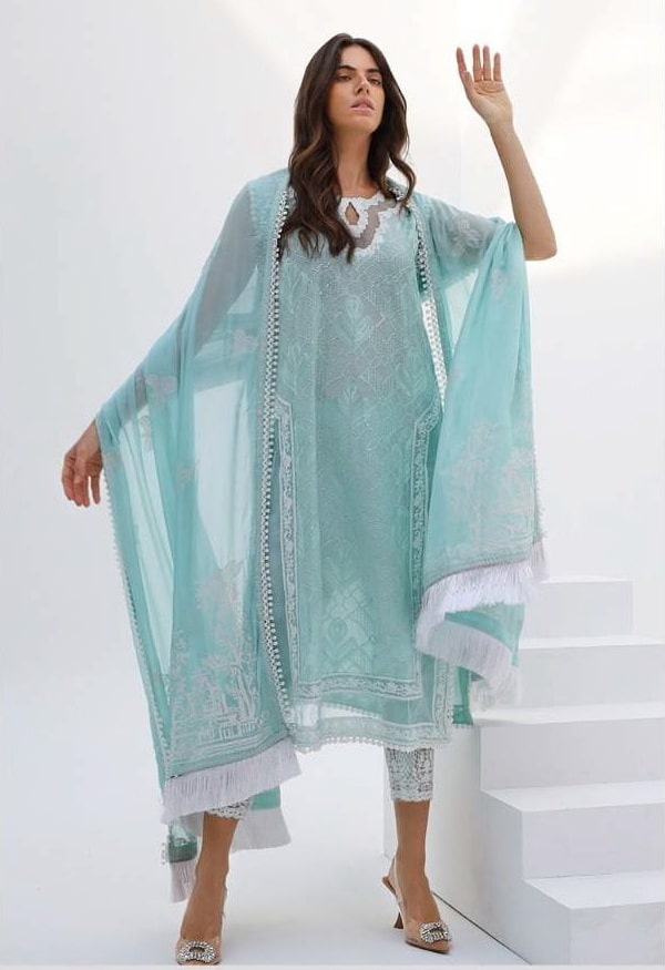 LYLA Unstitched Luxury Embroidered Cotton Net 3Pc Suit D-02