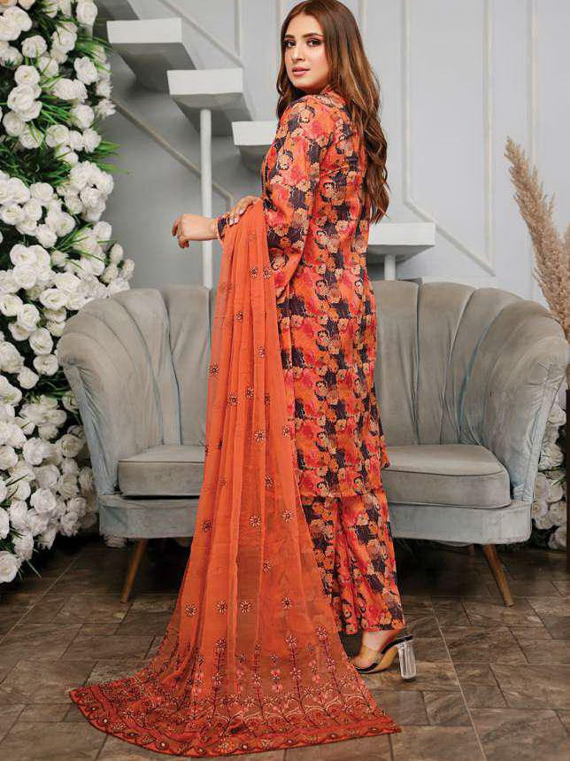 Vasl by Humdum Unstitched Embroidered Lawn 3 Piece Suit D-03