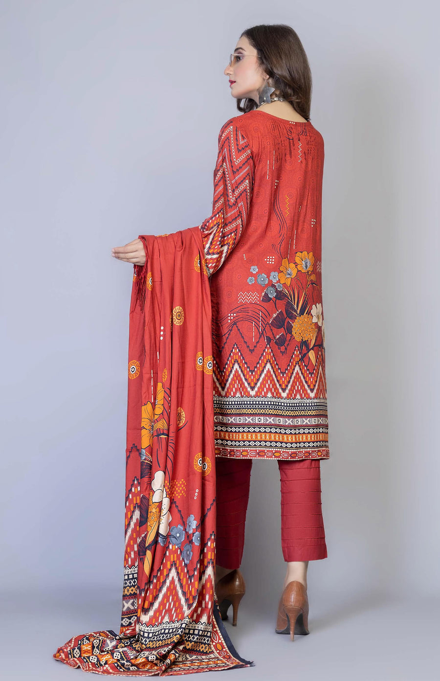 Florence Vol 04 Embroidered Staple Linen Unstitched 3Pc Suit D-03